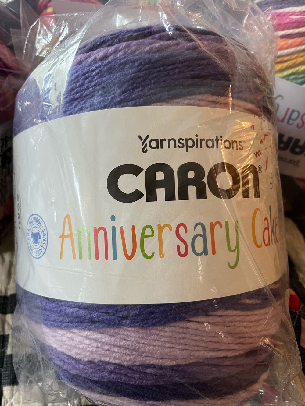 Caron Anniversary Cake Variegated Purple Yarn Grape Raisin sold out